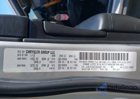 2012 Jeep Grand Cherokee Overland из США, поврежденный, VIN 1C4RJFCG2CC222333